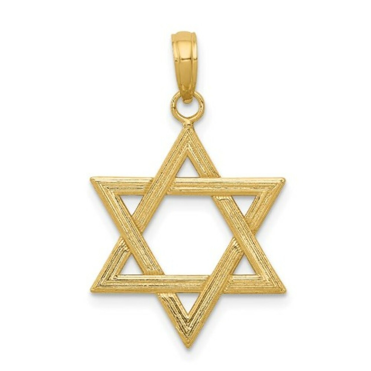14K Yellow Gold Polished Star of David Pendant - (A84-647)