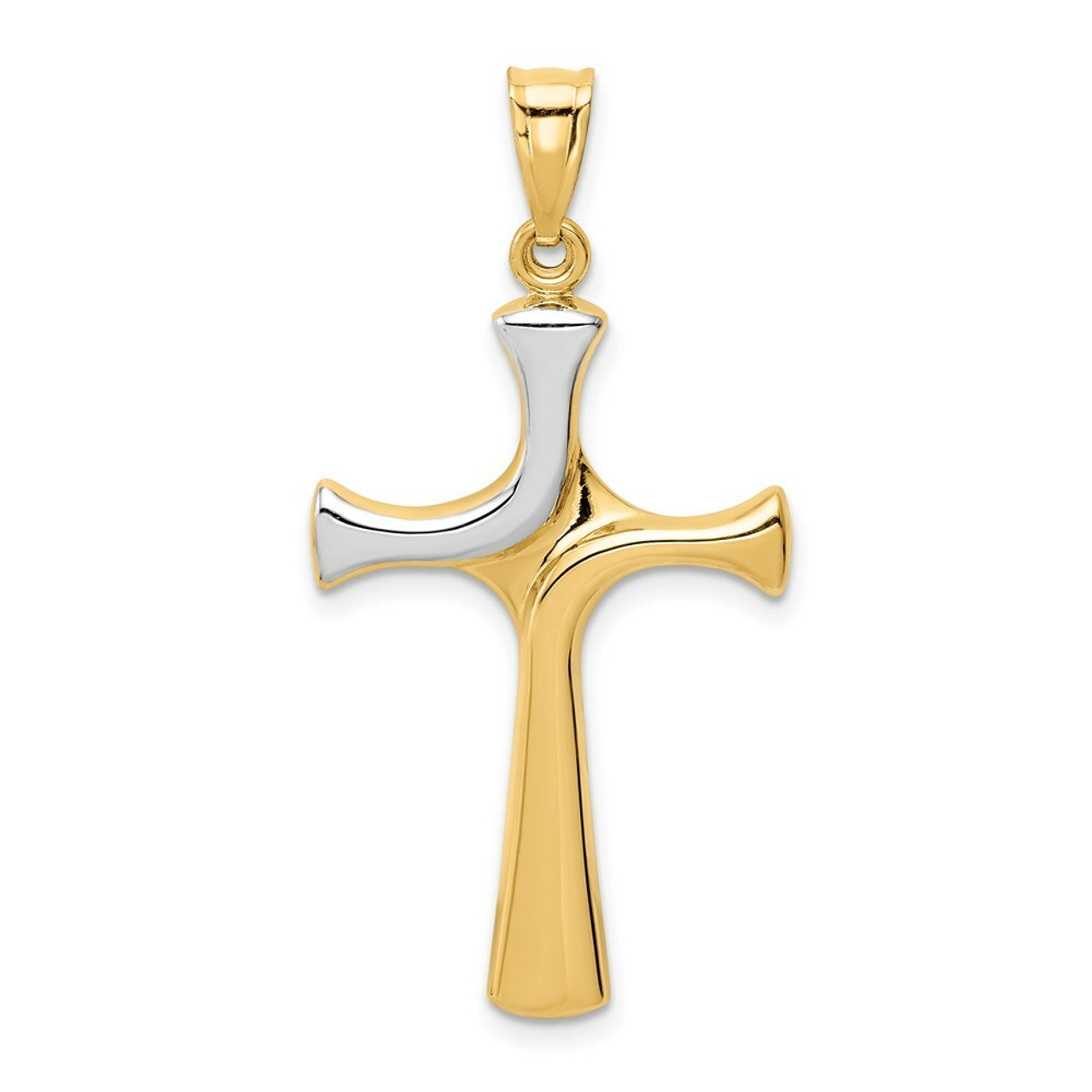14K Yellow Gold Two-tone Fancy Cross Pendant - (A84-843)