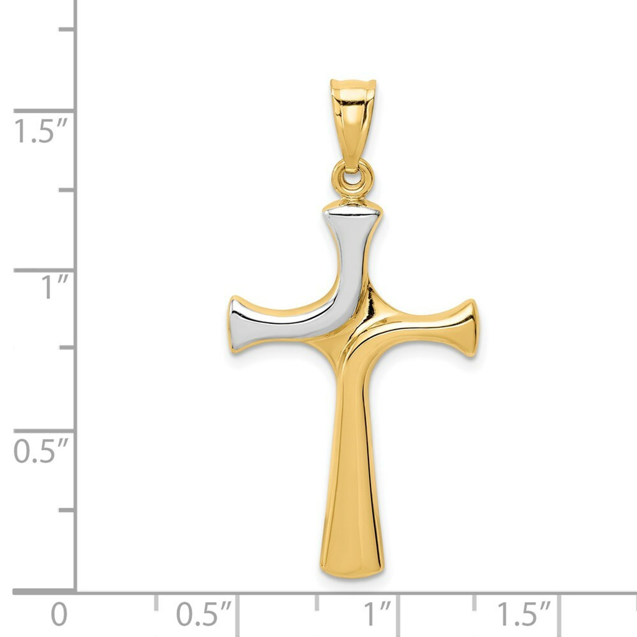14K Yellow Gold Two-tone Fancy Cross Pendant - (A84-843)