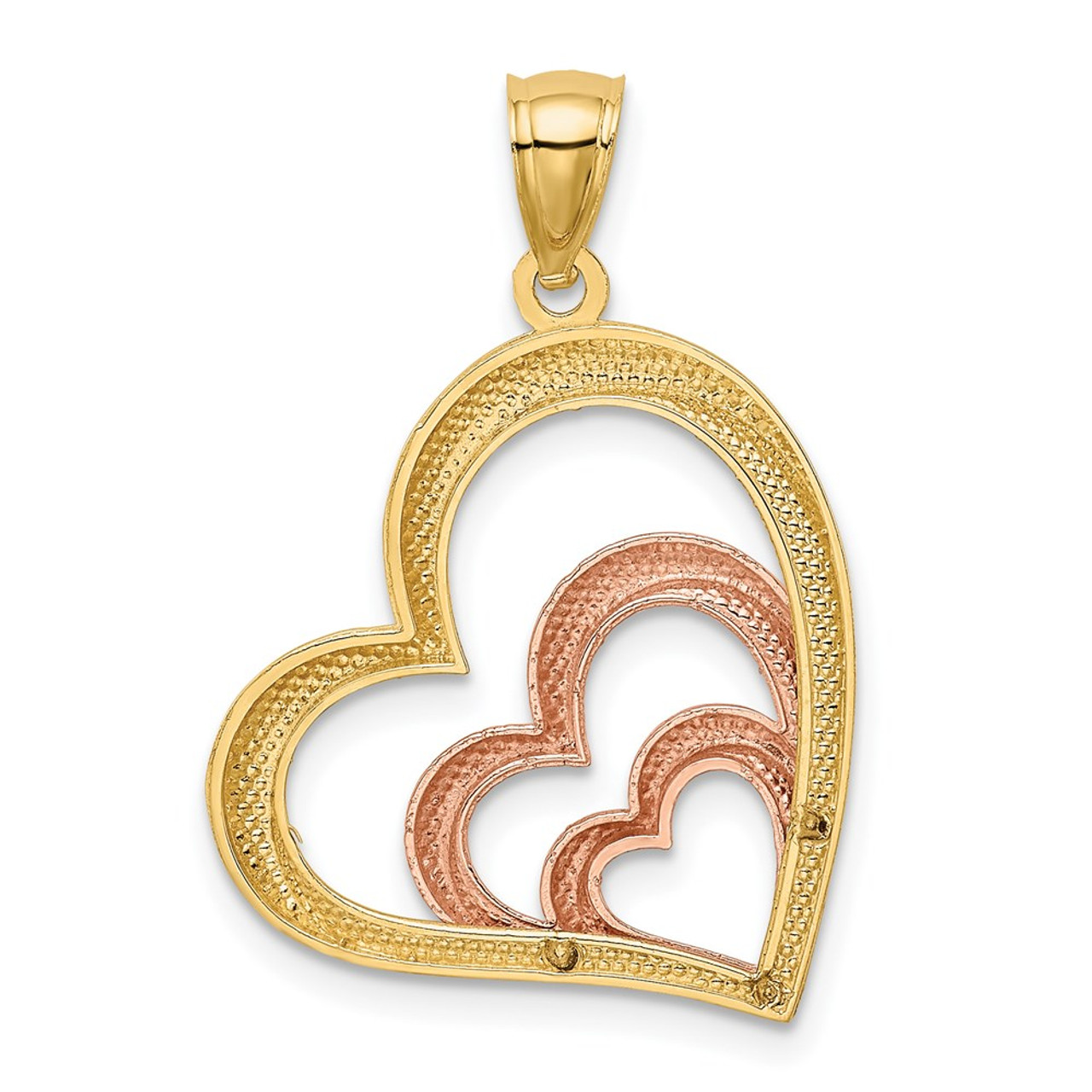 14K Two-tone Gold and Rhodium Heart Pendant - (A84-880)