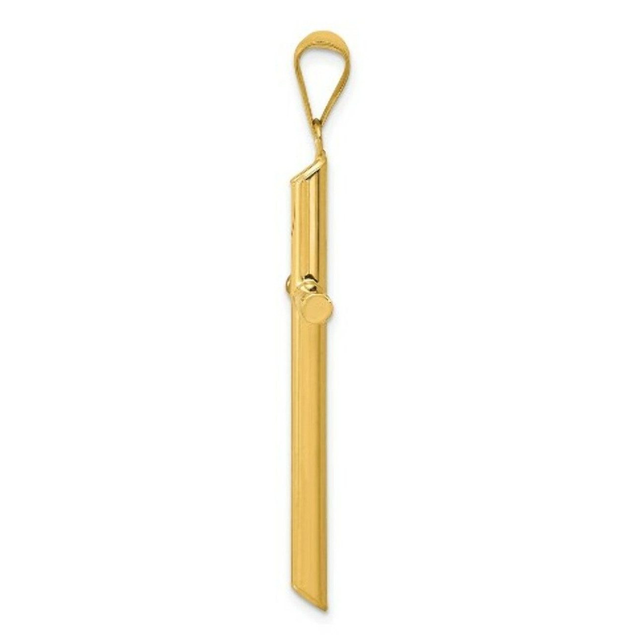14K Yellow Gold 3-D Polished Hollow Cross Pendant - (A84-884)