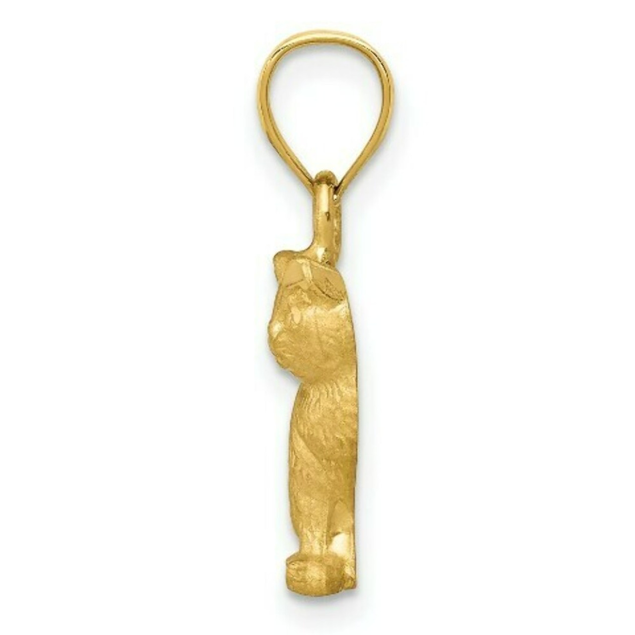 14K Yellow Gold Diamond-cut Cat Pendant - (A84-940)