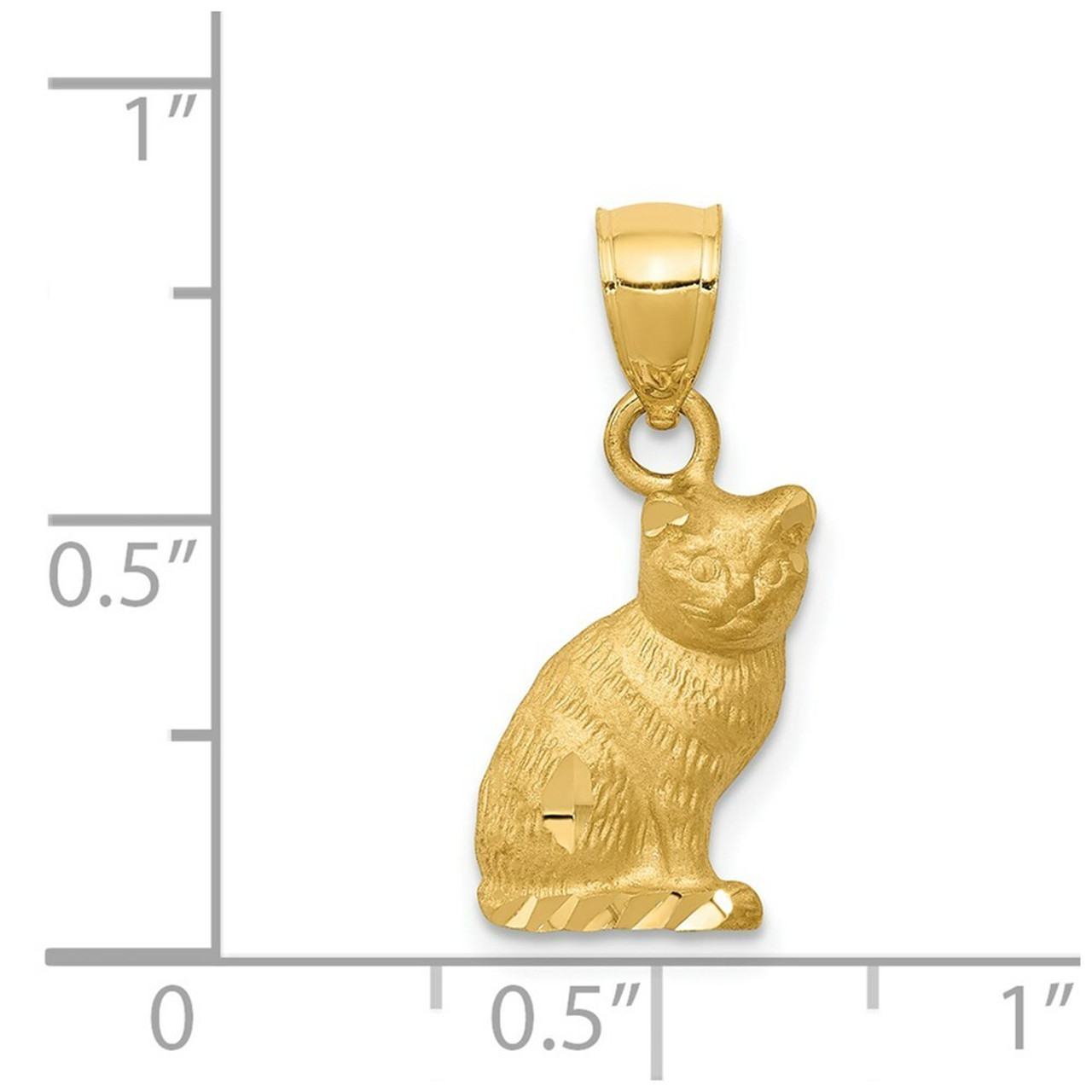 14K Yellow Gold Diamond-cut Cat Pendant - (A84-940)