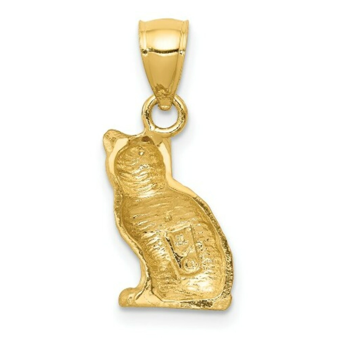 14K Yellow Gold Diamond-cut Cat Pendant - (A84-940)