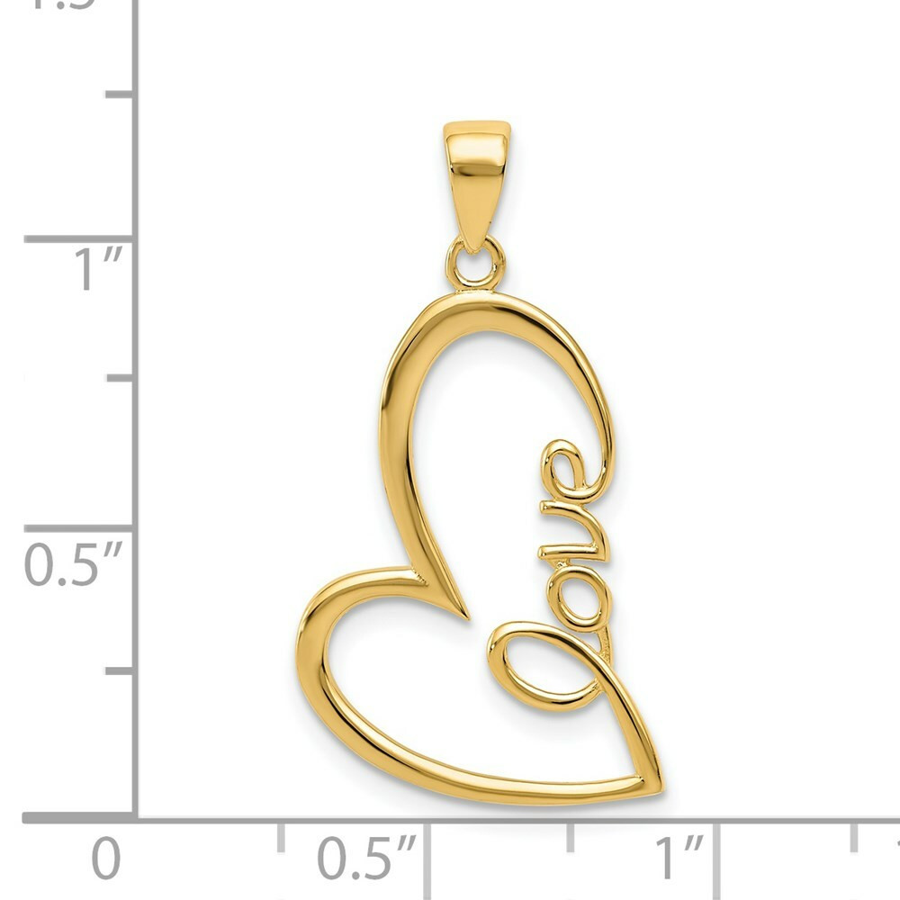 14k Yellow Gold Polished Love Heart Pendant - (A85-842) - Roy Rose