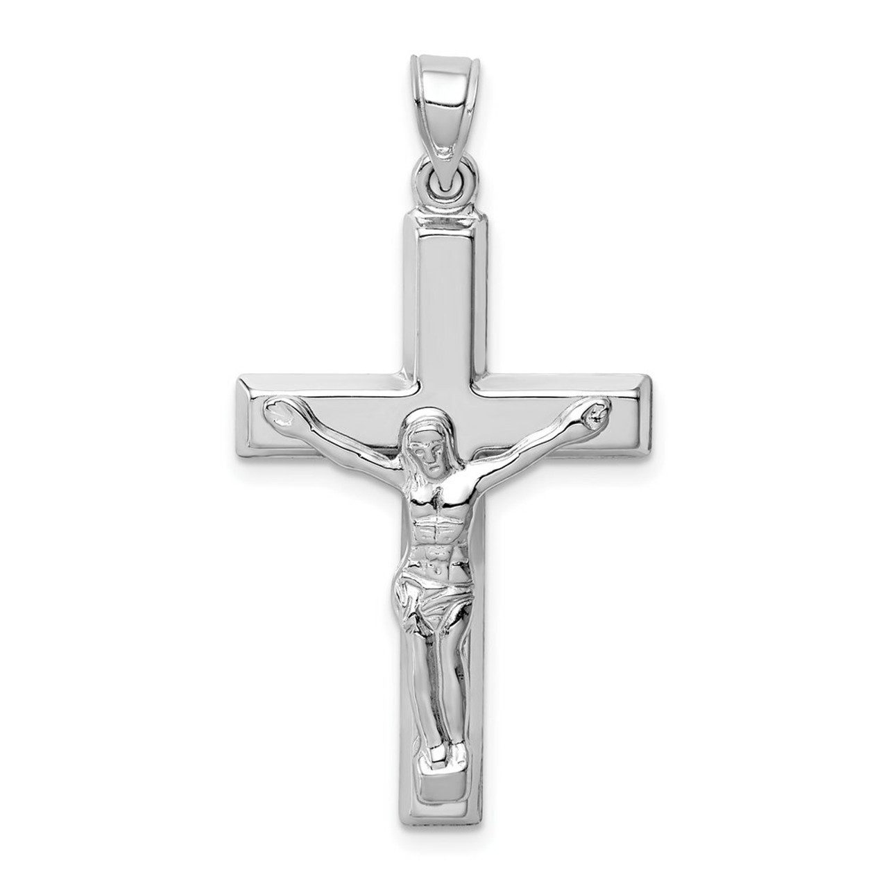 14k White Gold Polished Crucifix Pendant - (A85-861)