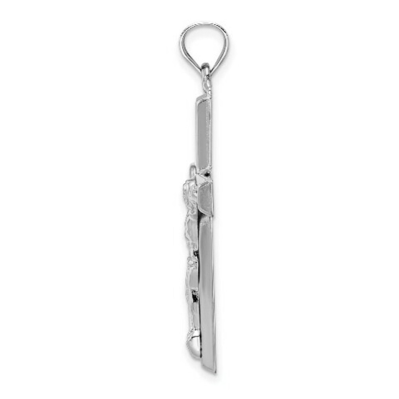 14k White Gold Polished Crucifix Pendant - (A85-861)