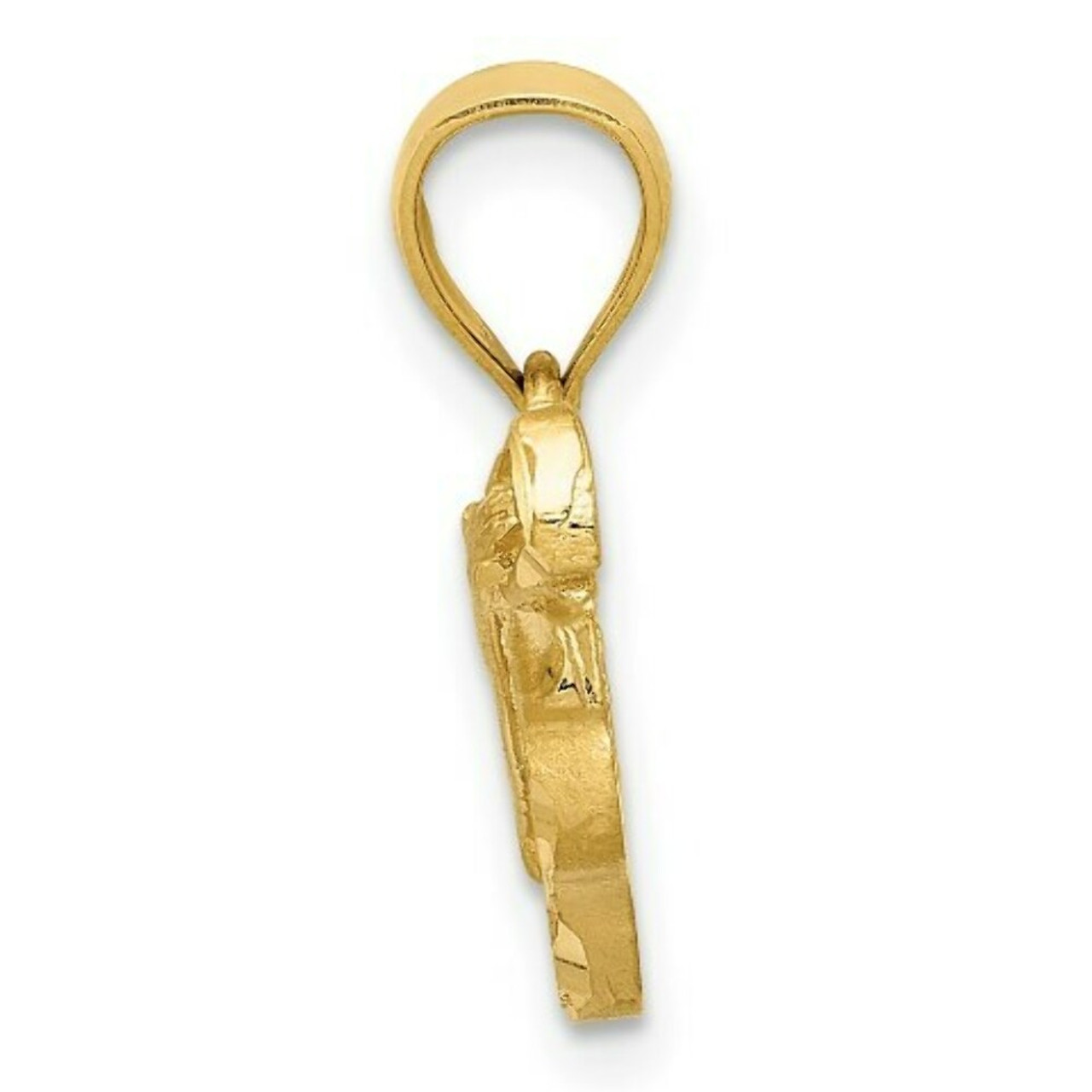 14k Yellow Gold Satin Diamond-cut Acoustic Guitar Pendant - (A86-103)