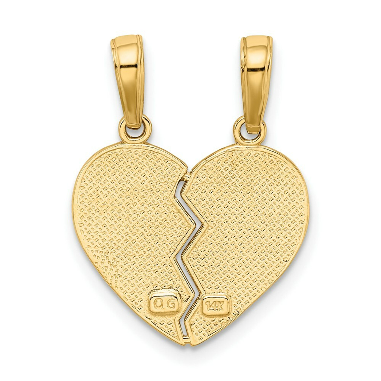 14K Yellow Gold I Love You break apart Heart Charm - (A86-531)