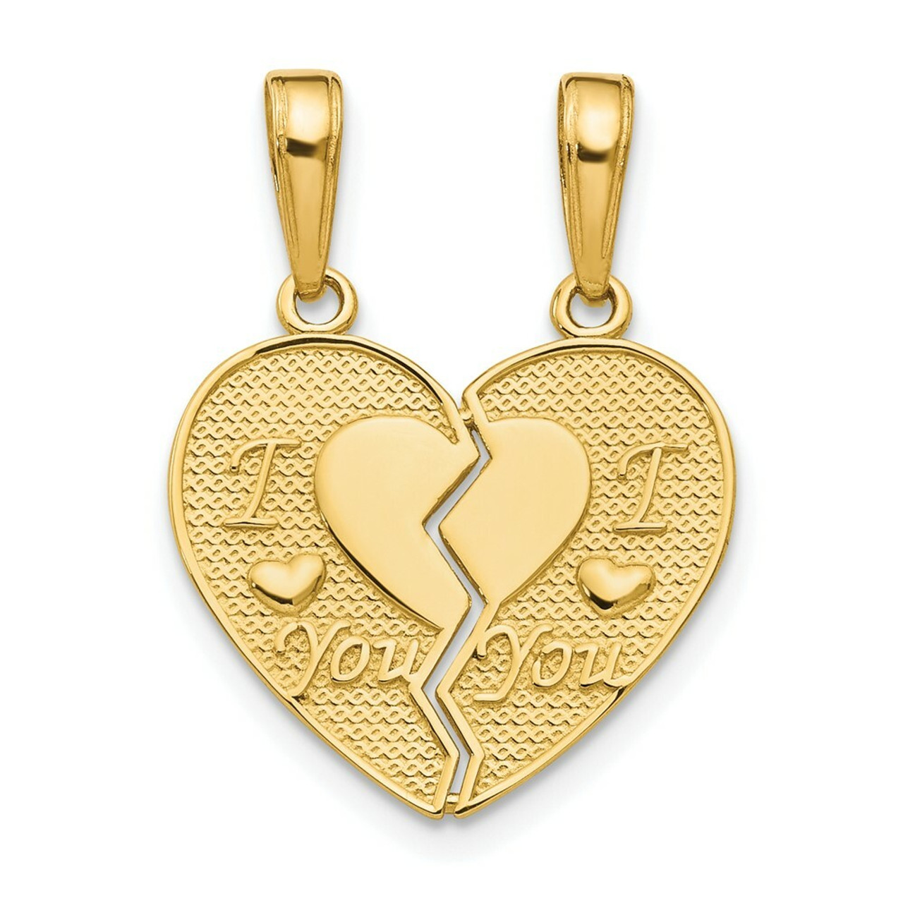 14K Yellow Gold I Love You break apart Heart Charm - (A86-531)