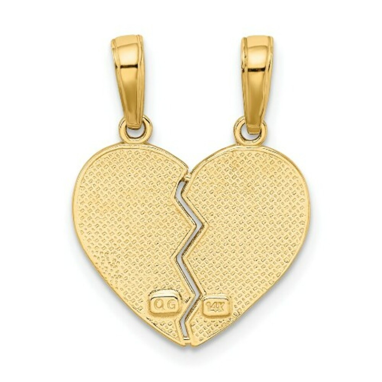 14K Yellow Gold I Love You break apart Heart Charm - (A86-531)