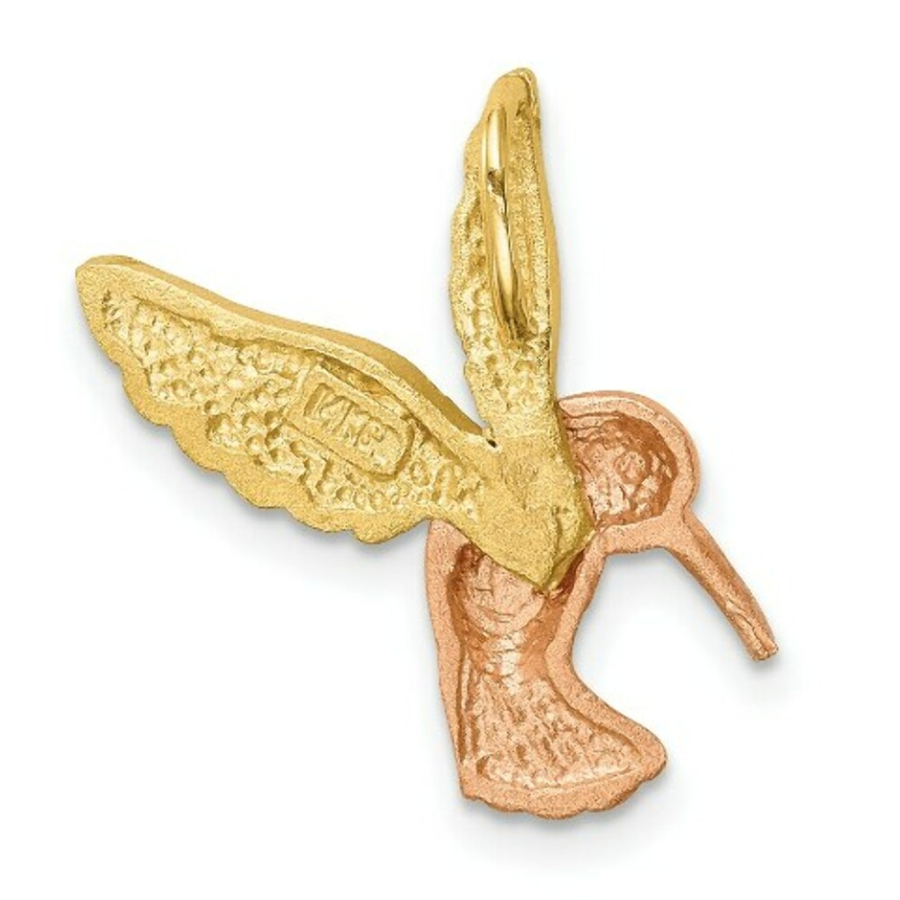 14K Tri-Color Satin & Diamond-cut Hummingbird Pendant, Chain Slide - (A87-281)