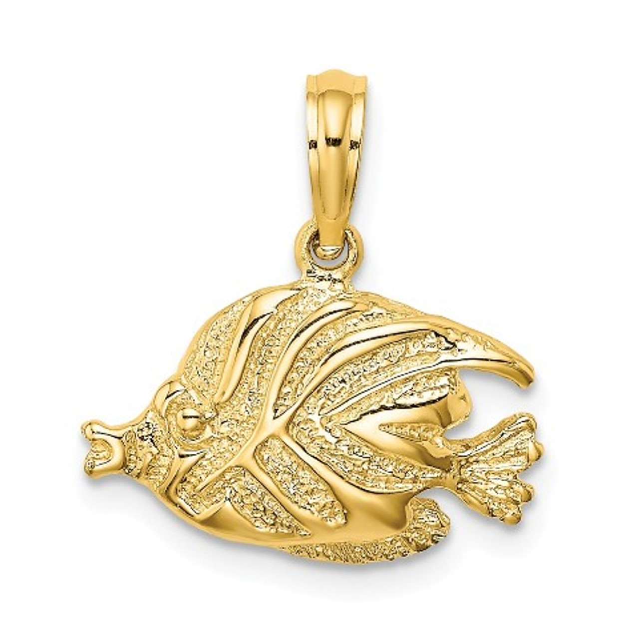 14K Yellow Gold Polished and Engraved Fish Charm Pendant - (A92-318) 14K Yellow Gold Polished and Engraved Fish Charm Pendant - (A92-318)