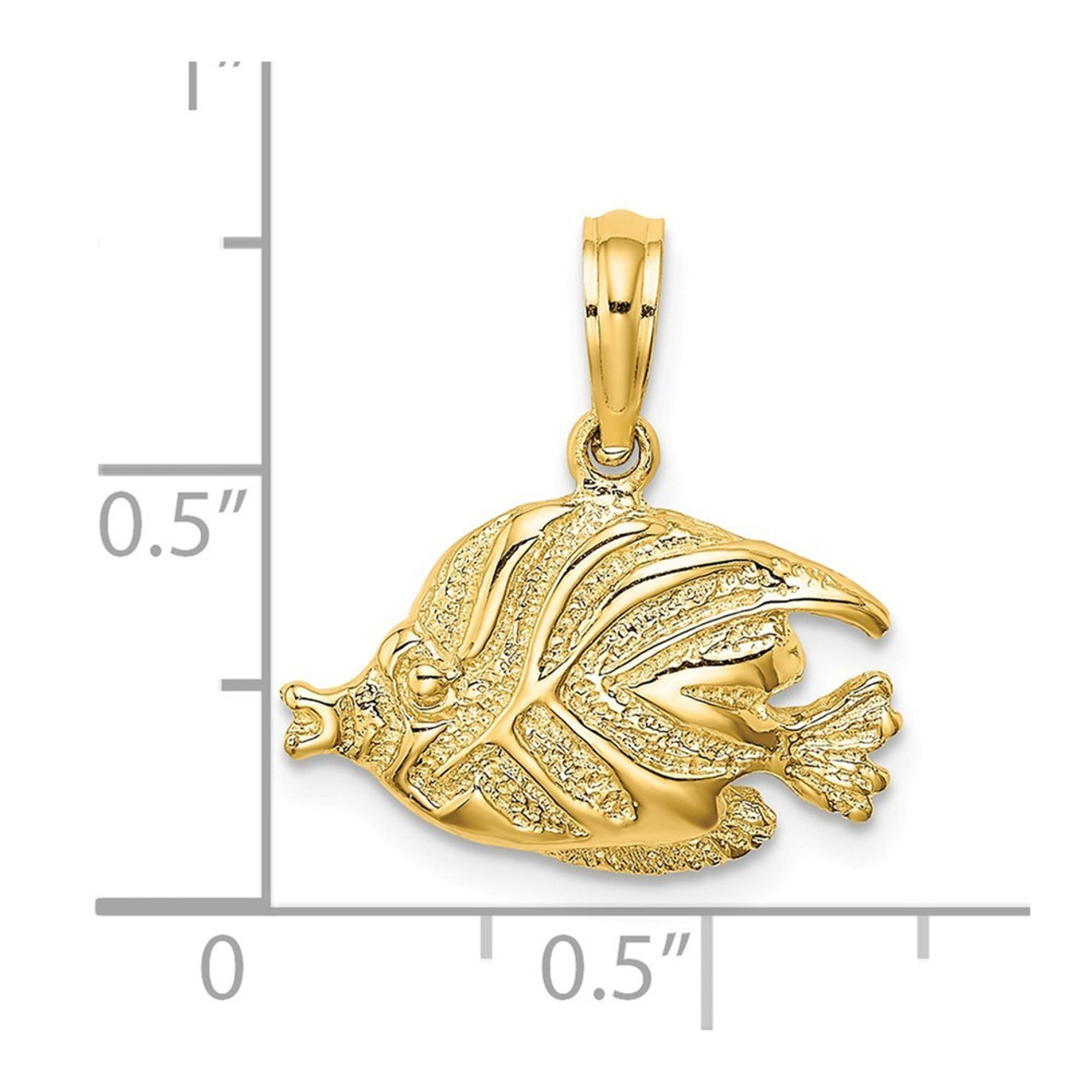 14K Yellow Gold Polished and Engraved Fish Charm Pendant - (A92-318) 14K Yellow Gold Polished and Engraved Fish Charm Pendant - (A92-318)