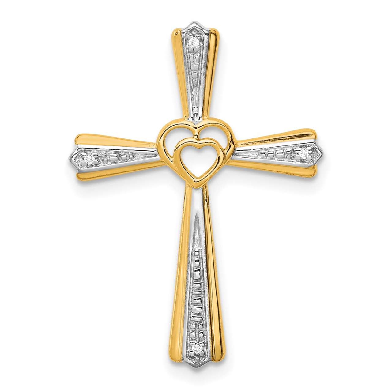 14K Yellow Gold Diamond Accent Cross Pendant - (A97-208)