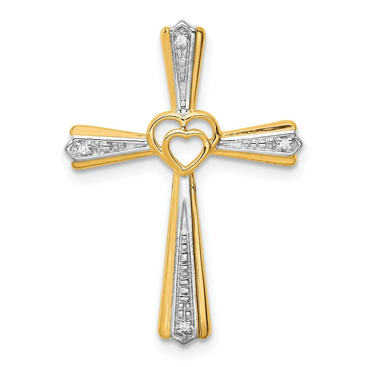 14K Yellow Gold Diamond Accent Cross Pendant - (A97-208)