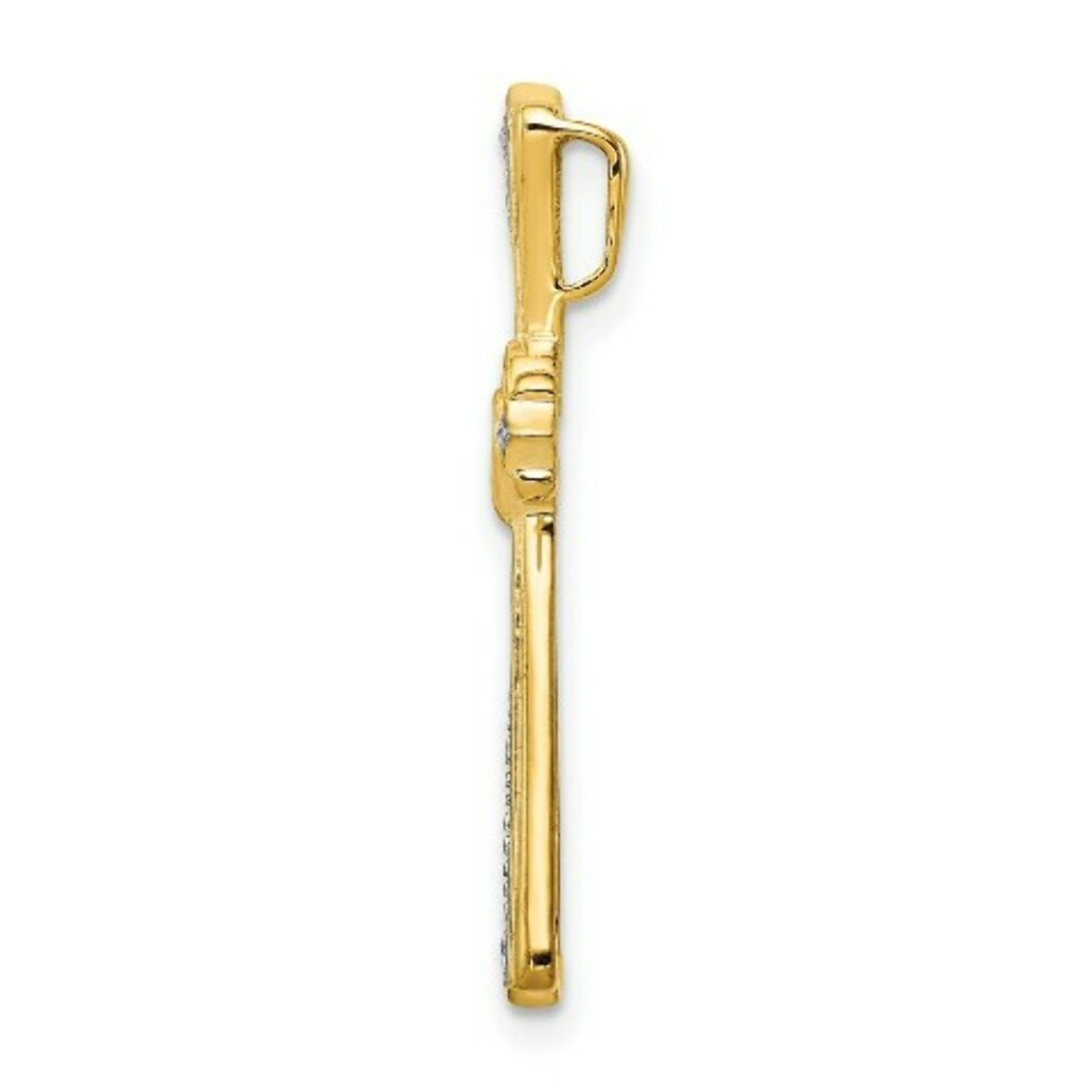 14K Yellow Gold Diamond Accent Cross Pendant - (A97-208)
