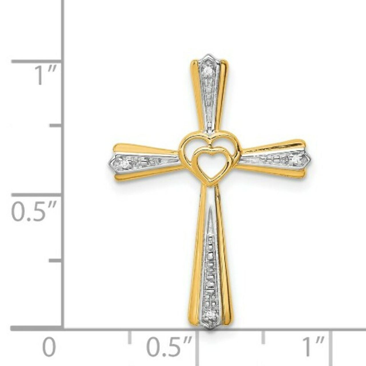 14K Yellow Gold Diamond Accent Cross Pendant - (A97-208)