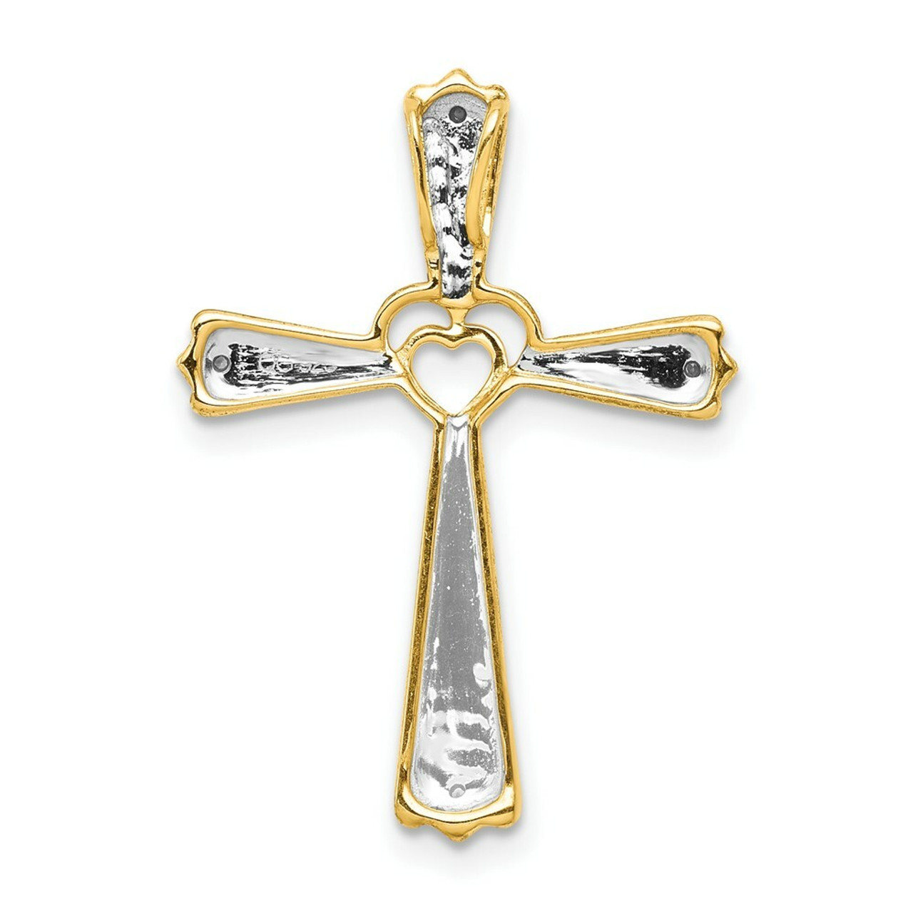 14K Yellow Gold Diamond Accent Cross Pendant - (A97-208)