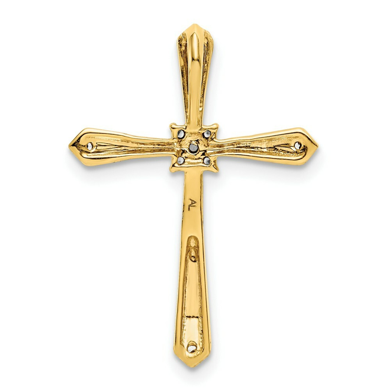 14K Yellow Gold Diamond Accent Cross Pendant 1/20-Carat - (A97-221)