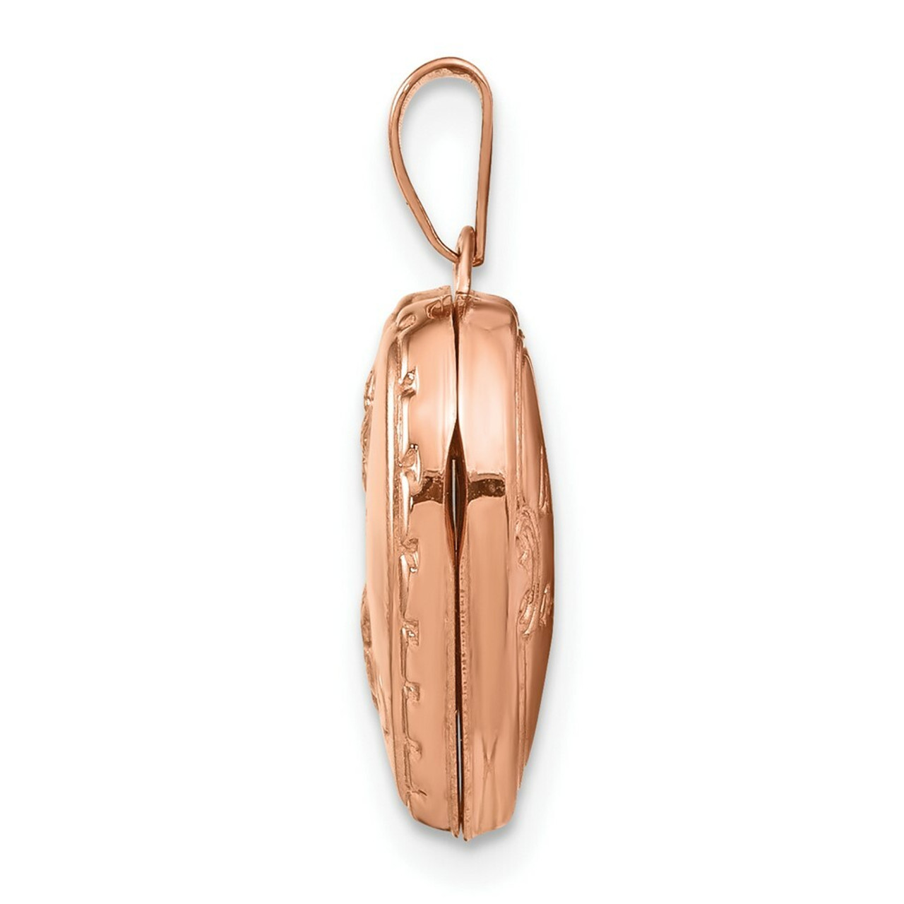 14K Rose Gold 15mm Reversible Heart Locket - (A99-189)