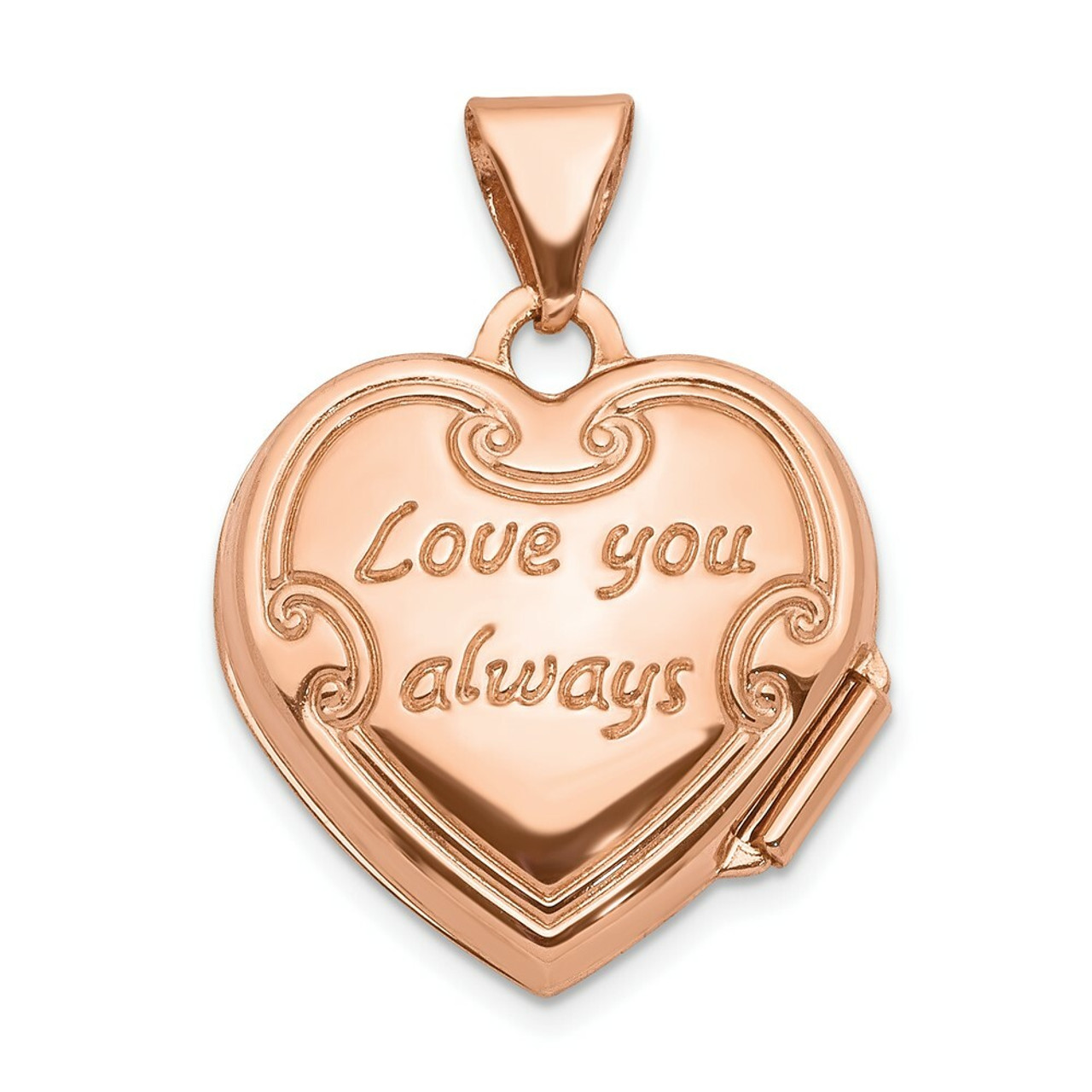 14K Rose Gold 15mm Reversible Heart Locket - (A99-189)