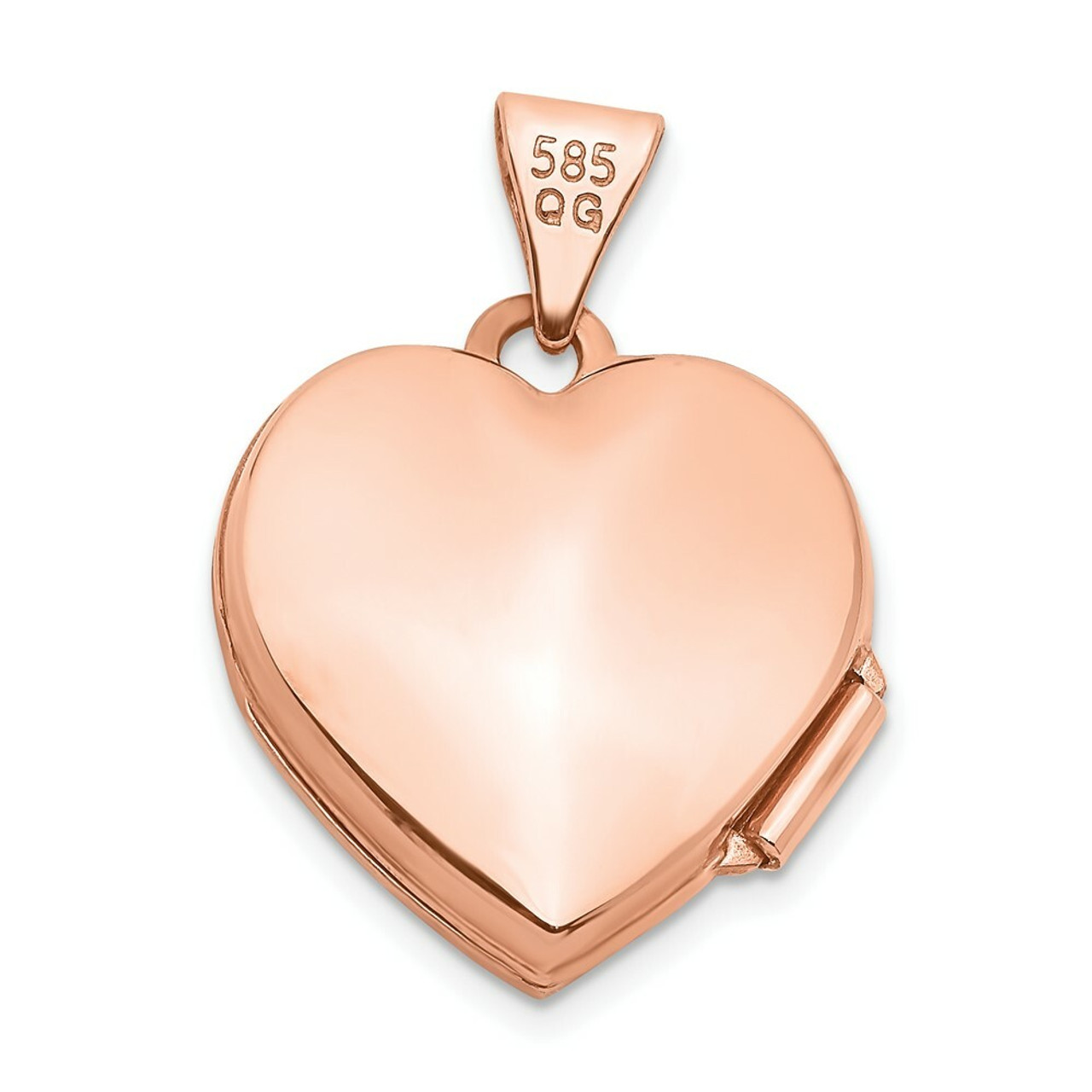 14K Rose Gold 15mm Scroll Heart Locket - (A99-190)