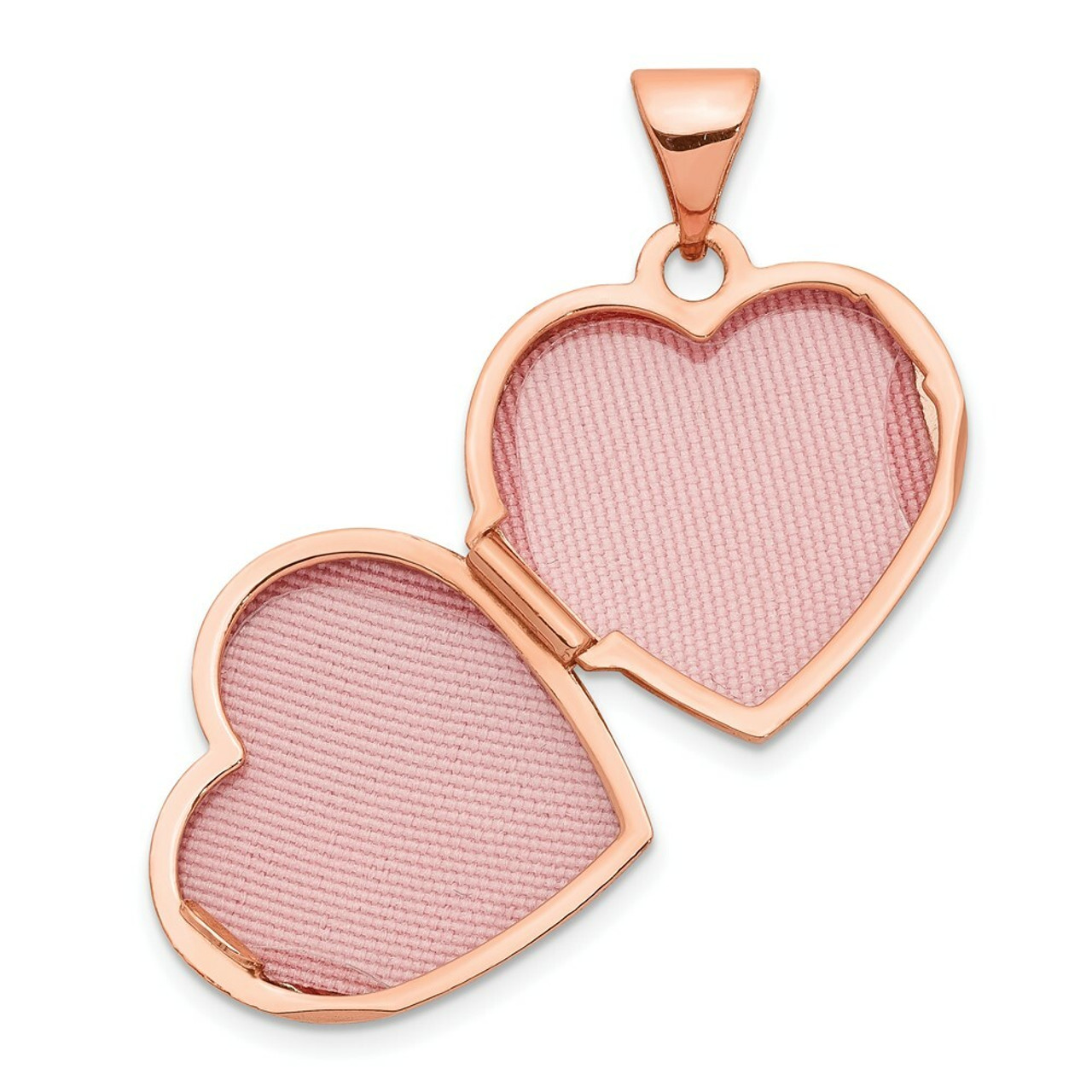 14K Rose Gold 15mm Scroll Heart Locket - (A99-190)