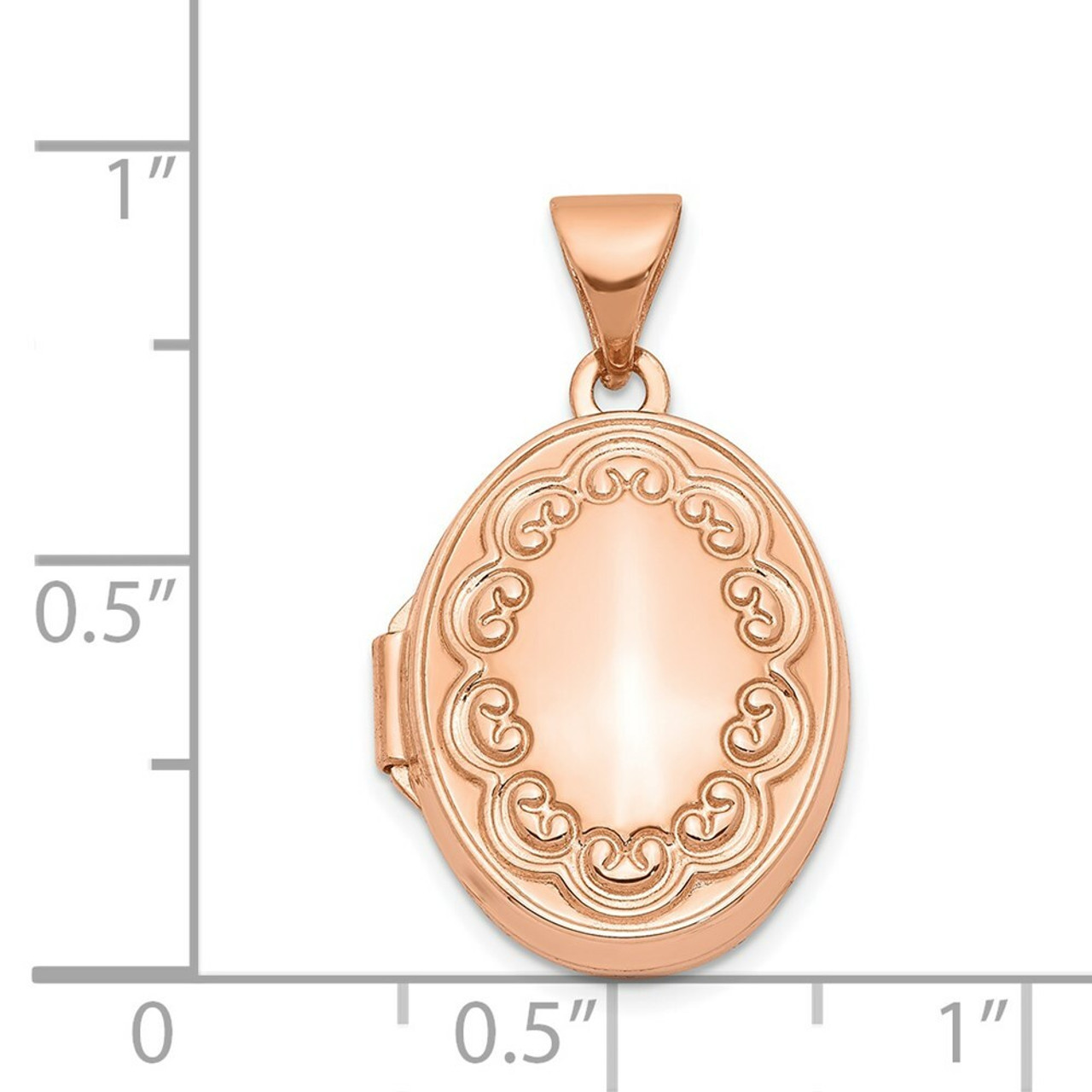 14K Rose Gold 17mm Scroll Oval Locket - (A99-223)