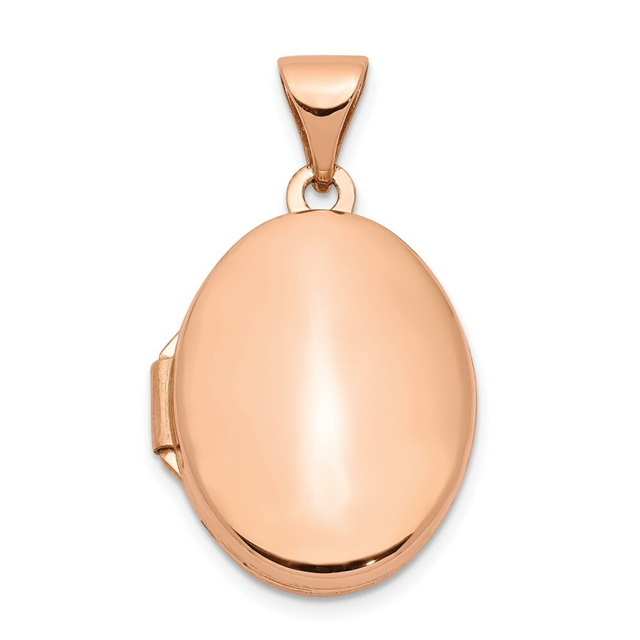 14K Rose Gold Polished 17mm Plain Oval Locket - (A99-239)