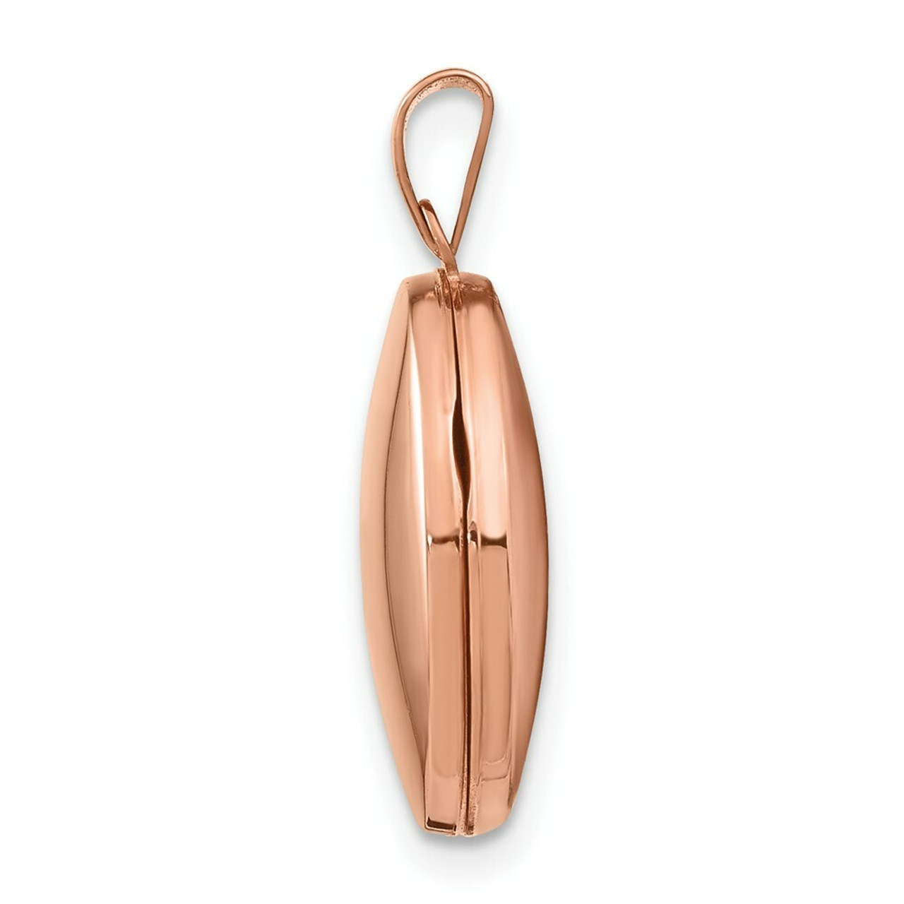 14K Rose Gold Polished 17mm Plain Oval Locket - (A99-239)