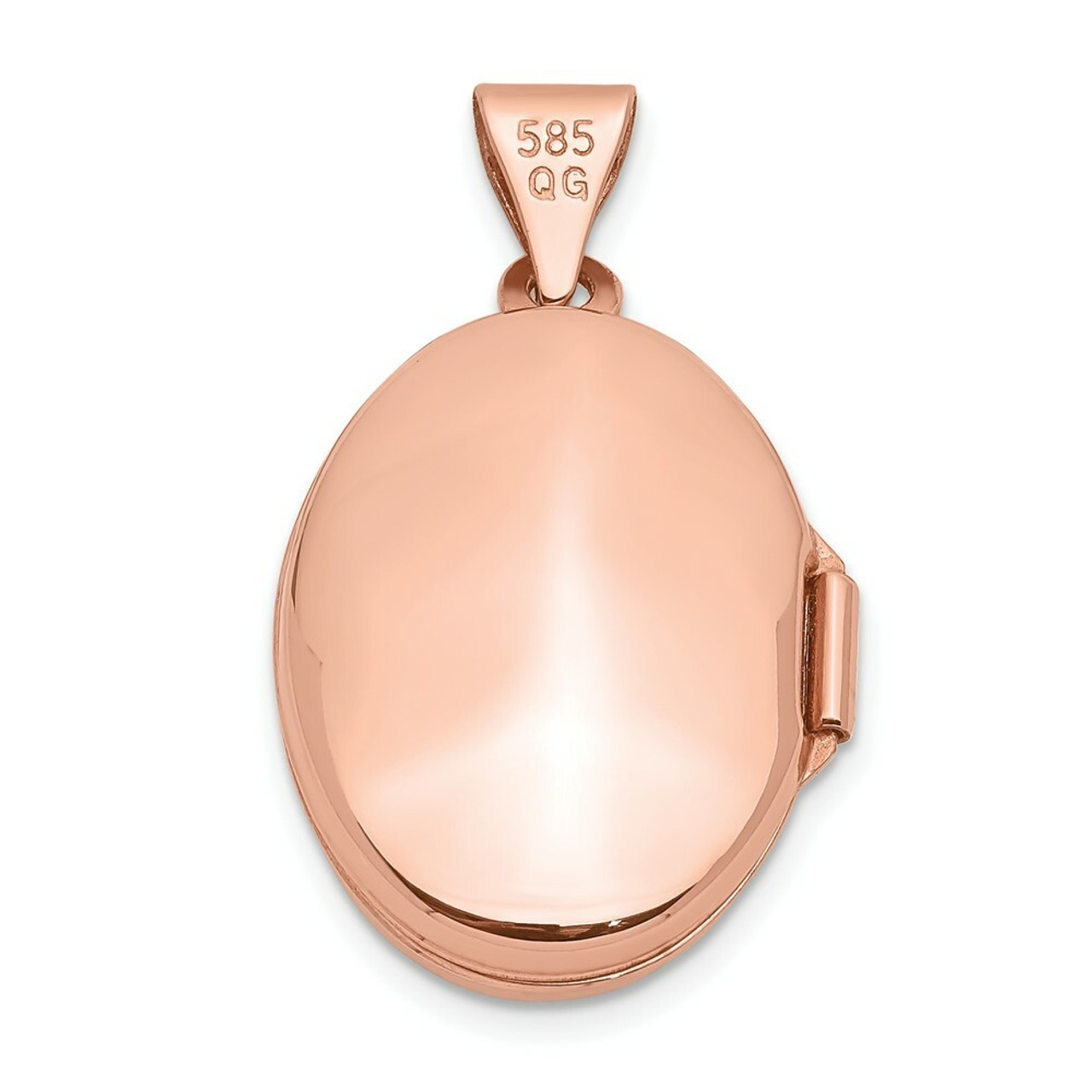 14K Rose Gold Polished 17mm Plain Oval Locket - (A99-239)