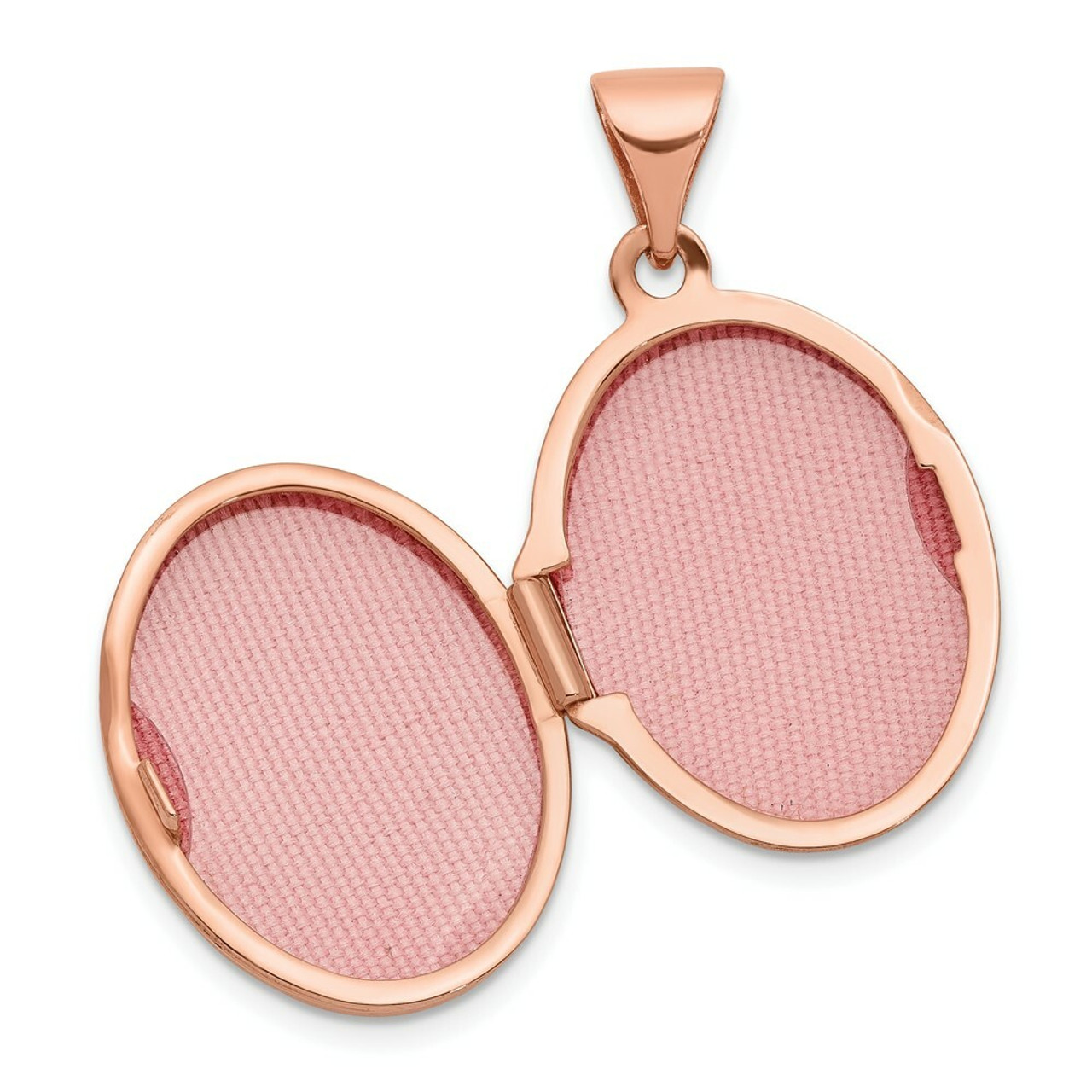 14K Rose Gold Polished 17mm Plain Oval Locket - (A99-239)