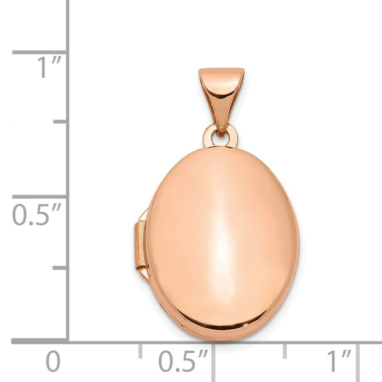 14K Rose Gold Polished 17mm Plain Oval Locket - (A99-239)