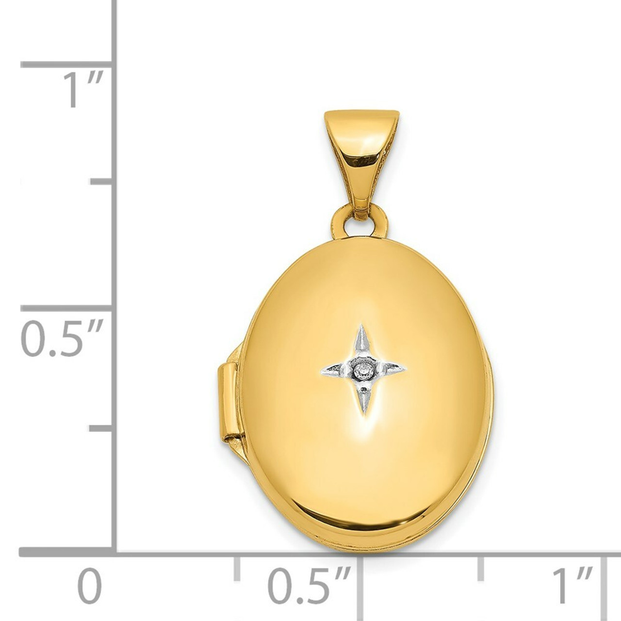 14K Yellow Gold Oval Diamond Locket 25x17mm - (A99-401)