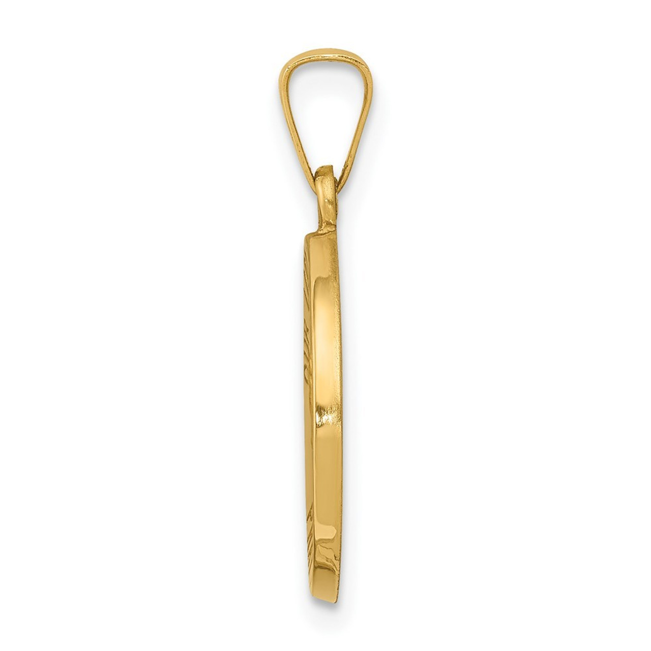 14K Yellow Gold Polished and Satin Our Lady Fatima Medal Pendant 15mm width - (A99-976)