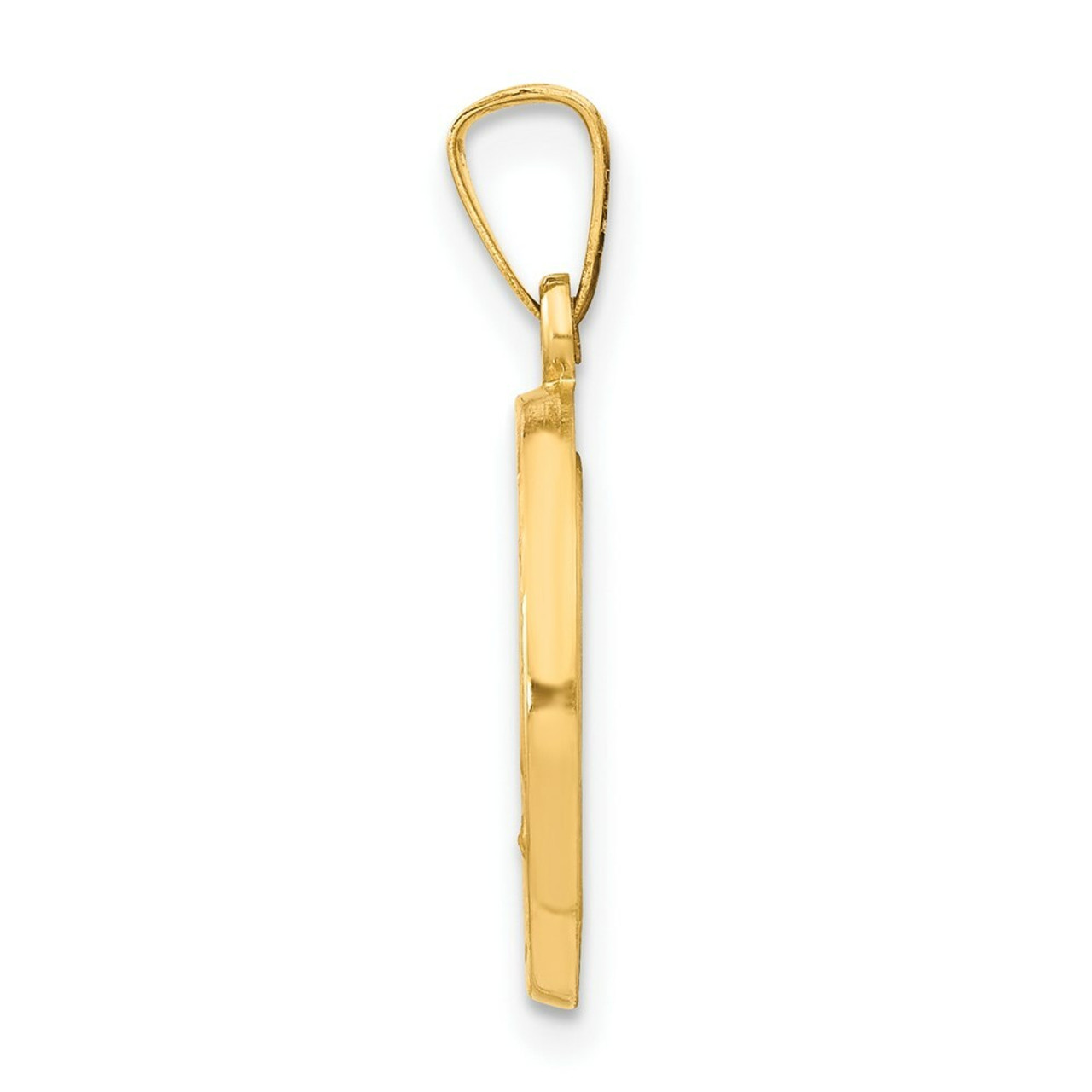 14K Yellow Gold Polished & Satin Finish Miraculous Medal Pendant 15mm width - (A99-988)