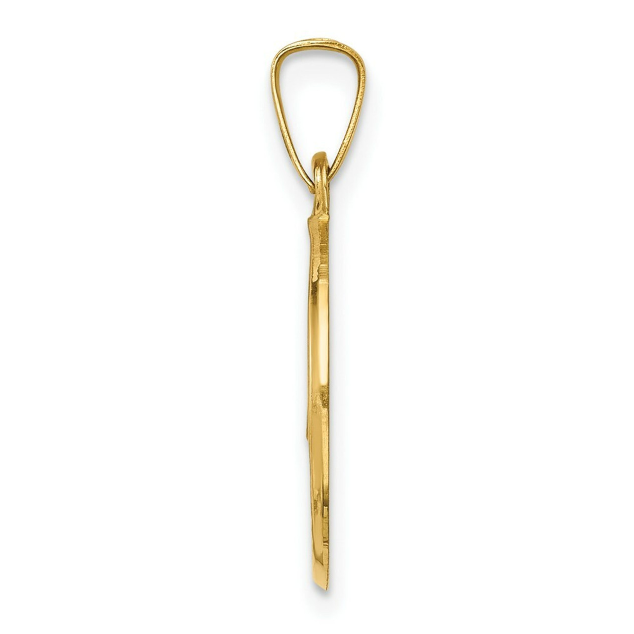 14K Yellow Gold Polished & Satin Finish Caridad Del Cobre Medal Pendant 15mm width - (B11-174)