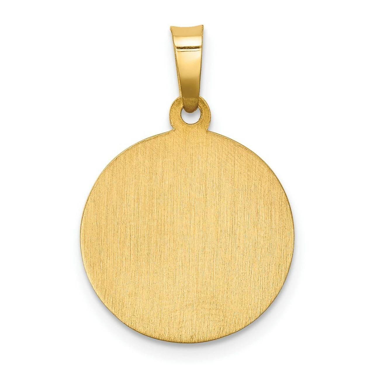 14K Yellow Gold Polished & Satin Finish Caridad Del Cobre Medal Pendant 15mm width - (B11-174)