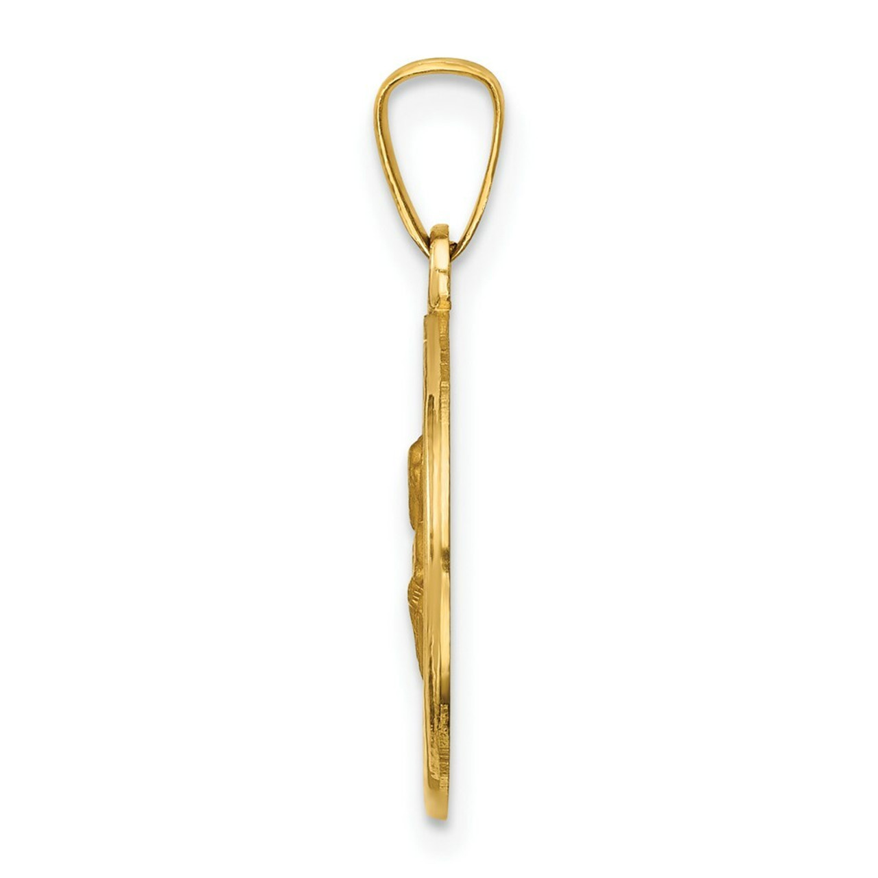 14K Yellow Gold Polished & Satin Finish St. Peter Medal Pendant 16mm width - (B11-213)