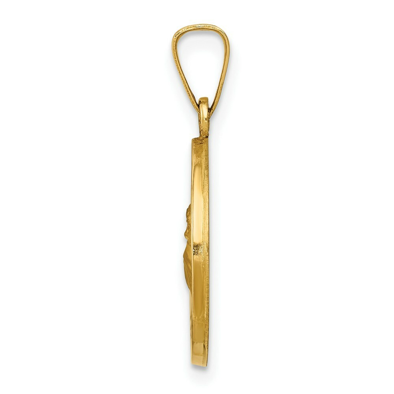 14K Yellow Gold Polished & Satin Finish St. Anthony Medal Pendant 15mm width - (B11-214)