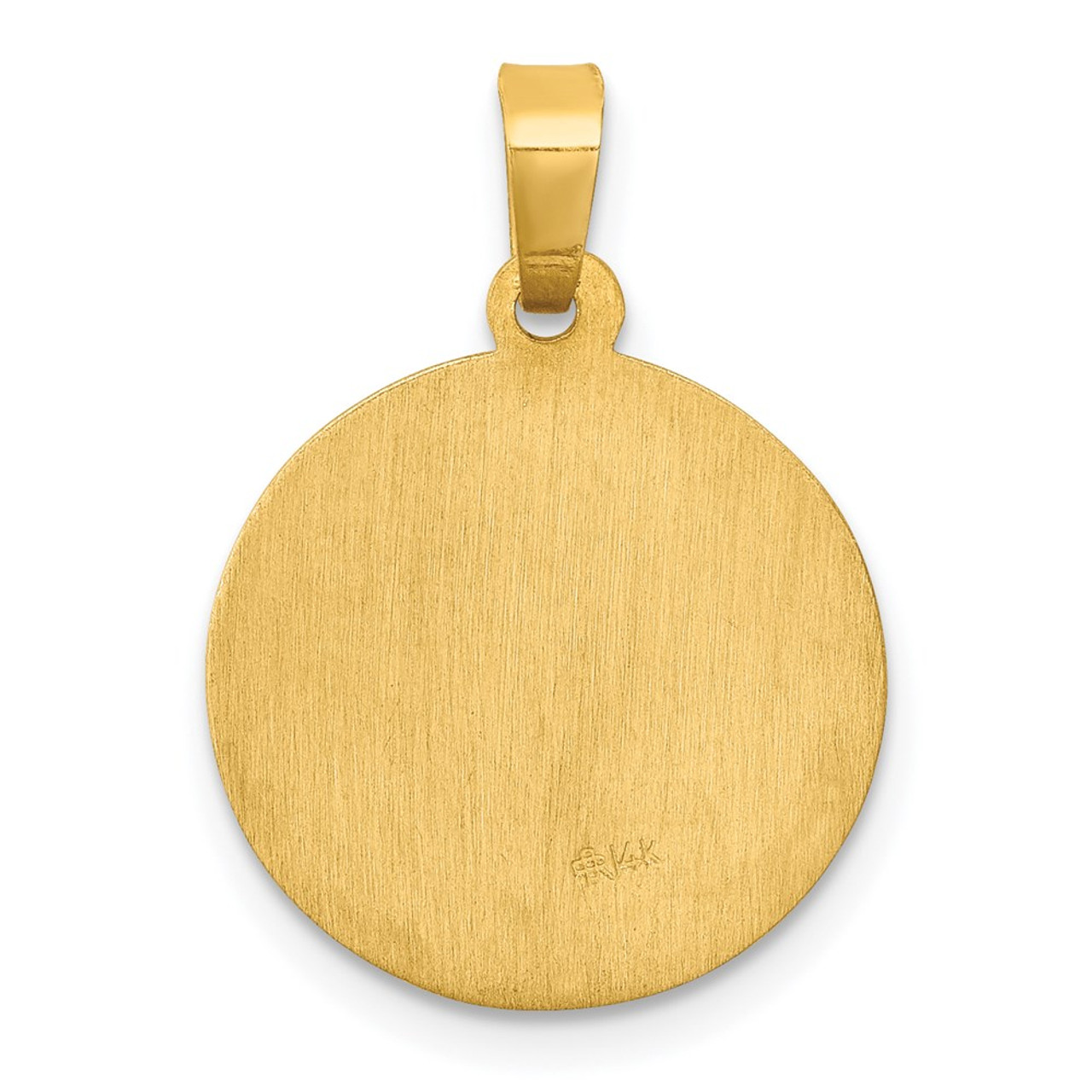 14K Yellow Gold Polished & Satin Finish St. Luke Medal Pendant 15mm width - (B11-277)