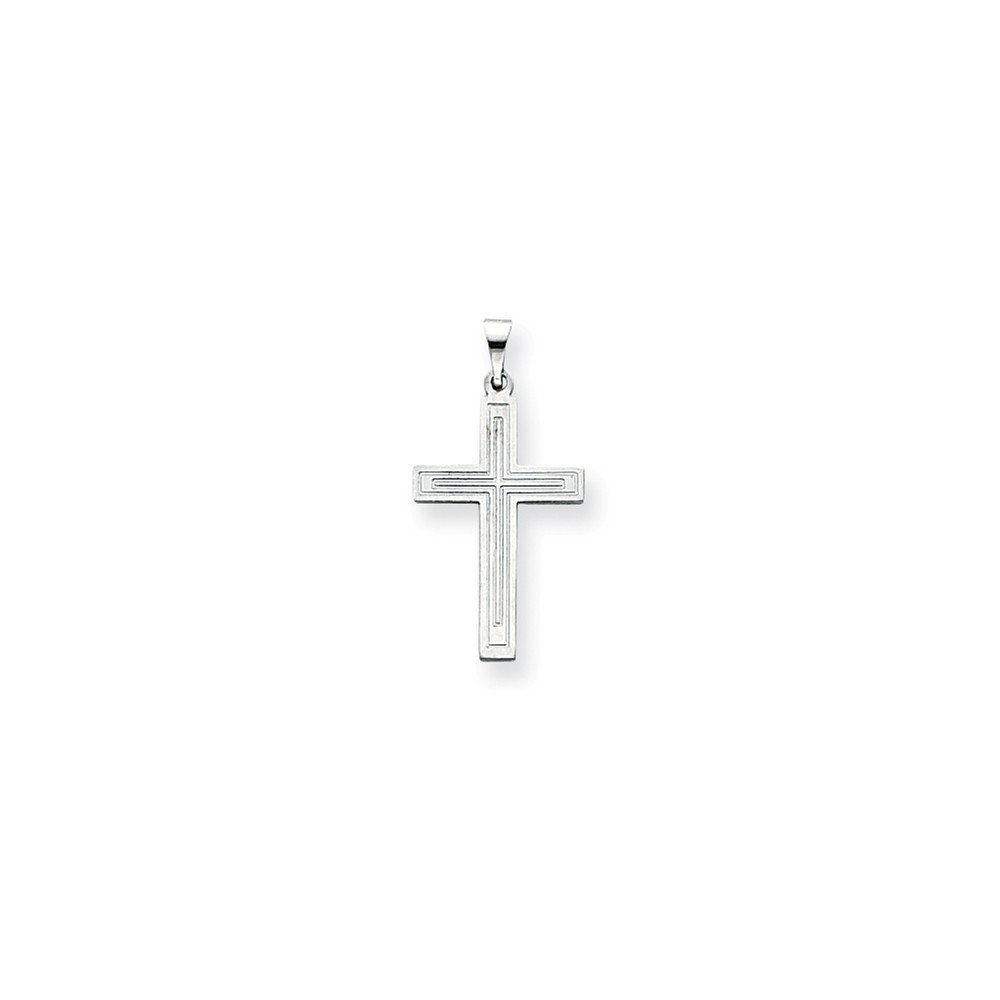 14K White Gold Cross Pendant 29mm length - (B11-288) - Roy Rose