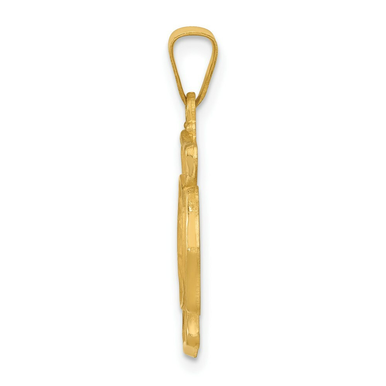 14K Yellow Gold Polished & Satin Finish St. Florian Badge Medal Pendant 17mm width - (B11-482)