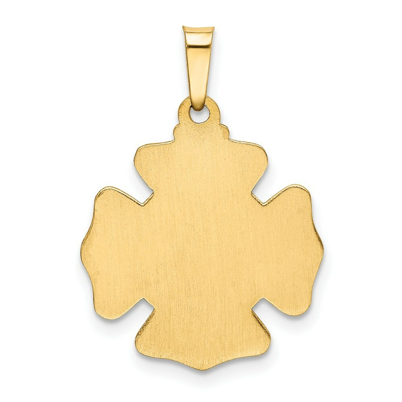 14K Yellow Gold Polished & Satin Finish St. Florian Badge Medal Pendant 17mm width - (B11-482)