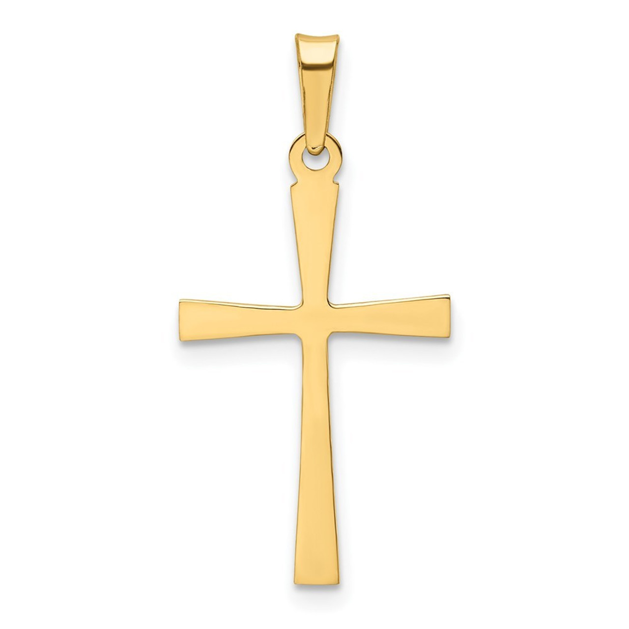 14K Yellow Gold Textured and Polished Latin Cross Pendant - (B11-636)