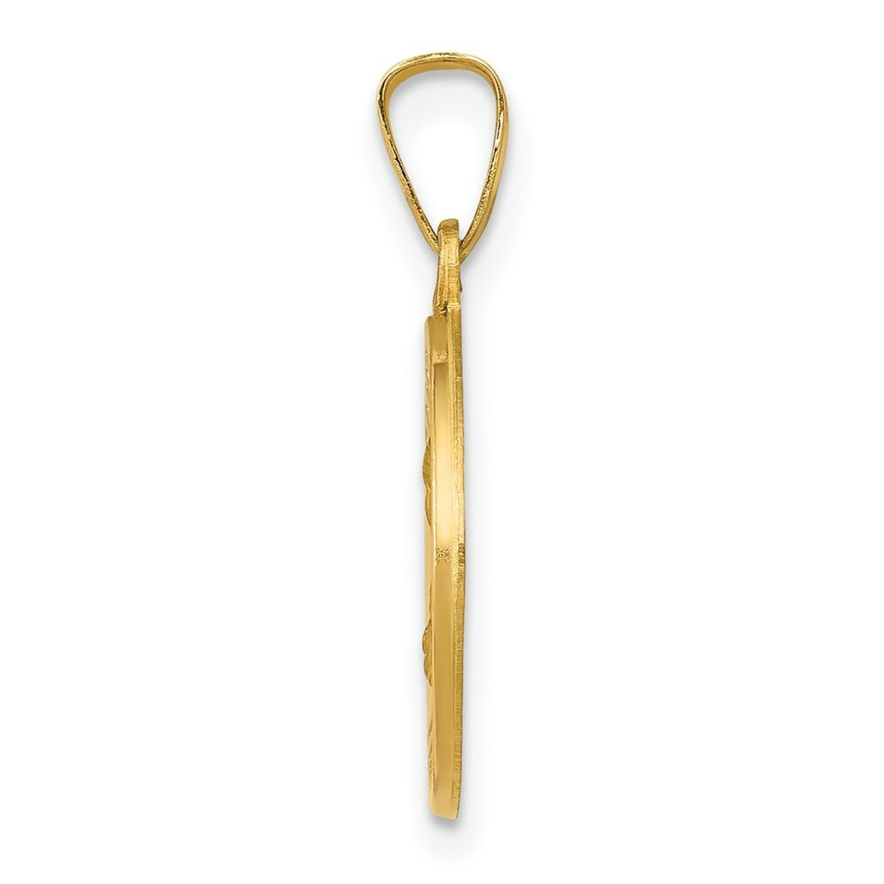 14K Yellow Gold Polished & Satin Finish St. Theresa Medal Pendant 15mm width - (B11-644)