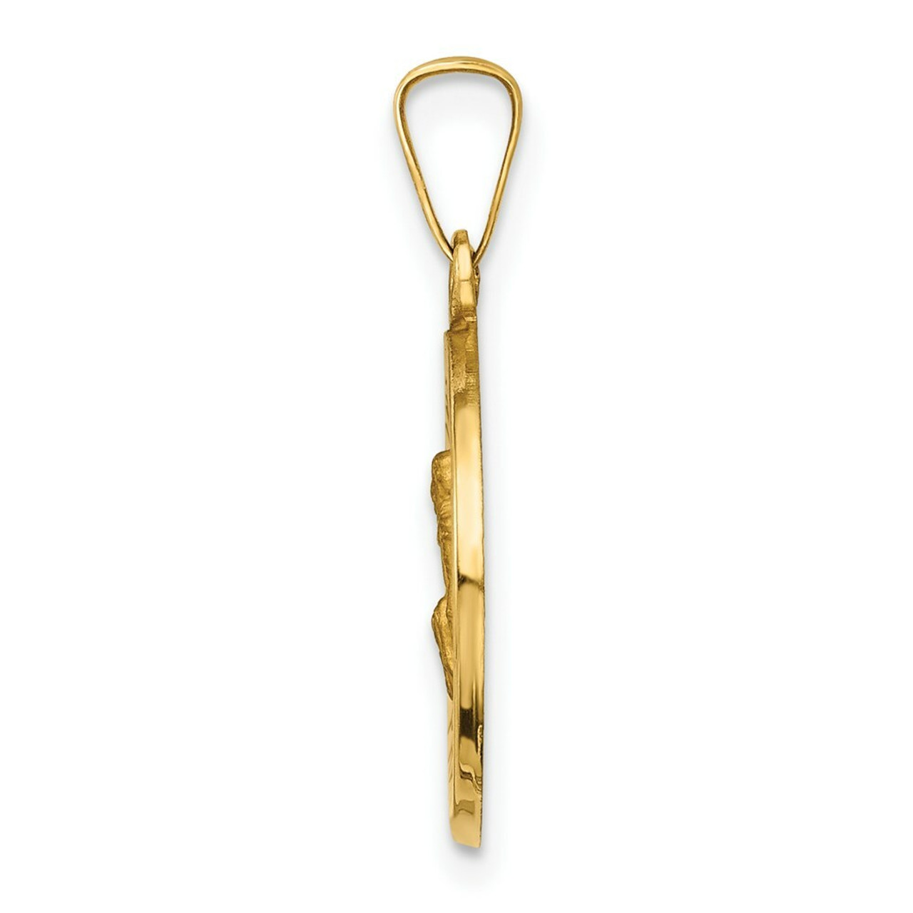 14K Yellow Gold Polished & Satin Finish St. Peregrine Medal Pendant 15mm width - (B14-253)