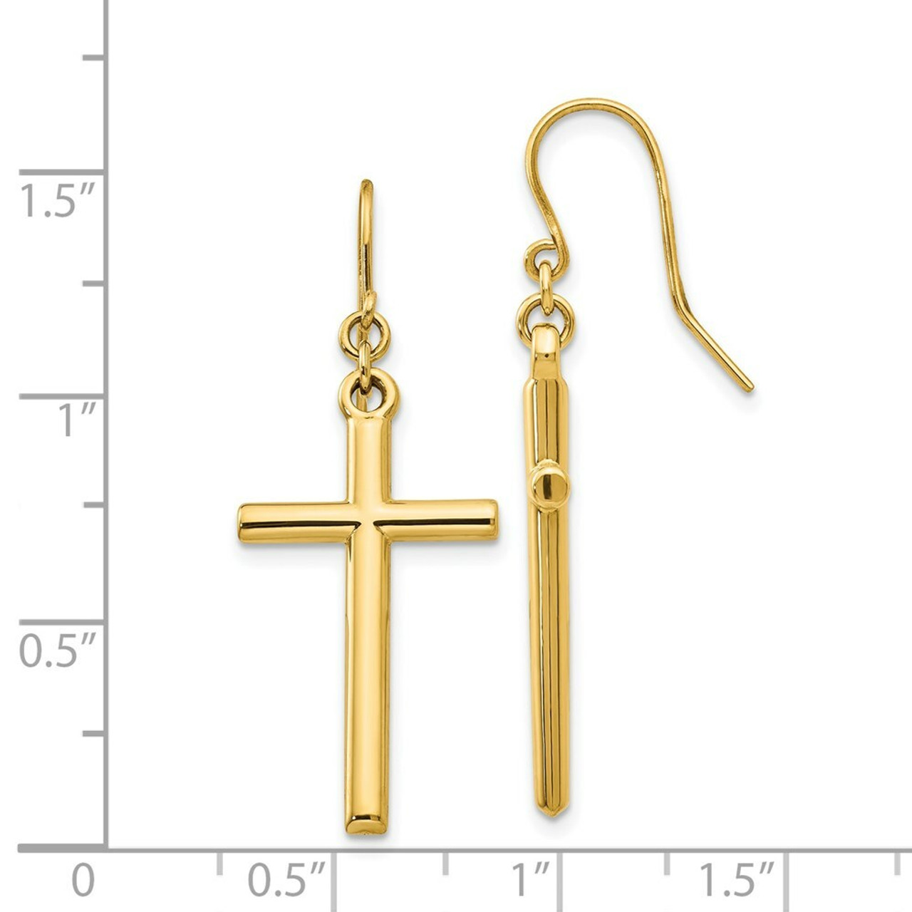 14k Gold Cross Dangle Earring - Mens Earrings | Twistedpendant