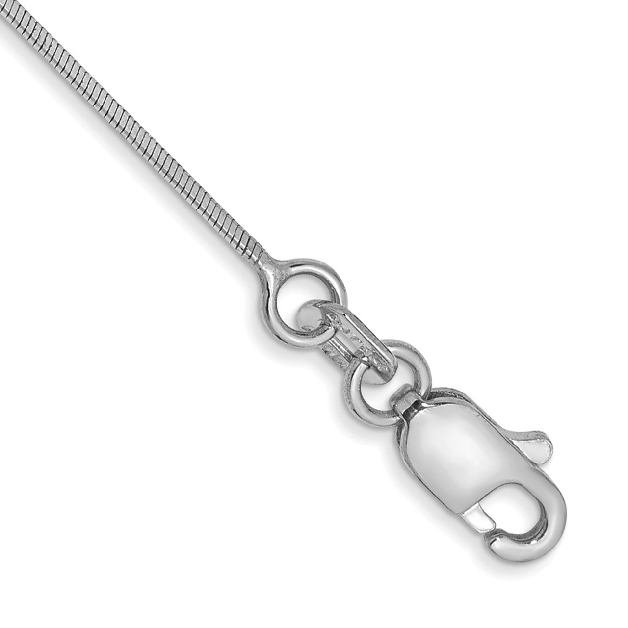14K White Gold 0.8mm Ocatagonal Snake Chain Anklet - Length 9'' inches - (C64-186)